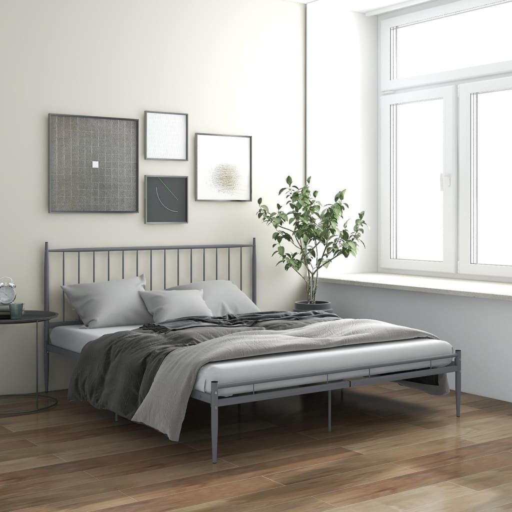 Cadre de lit sans matelas gris métal 200x200 cm - XIOS