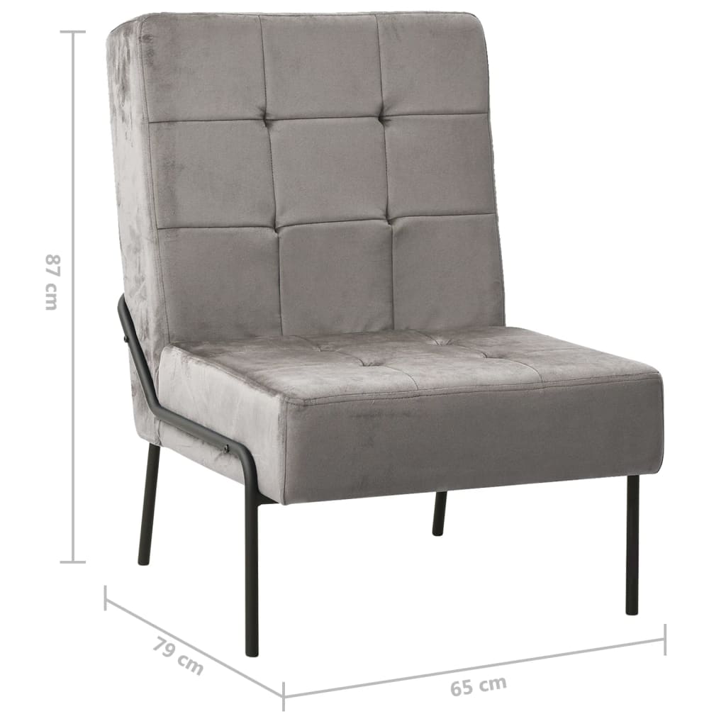 Chaise de relaxation 65x79x87 cm Gris clair Velours - XIOS