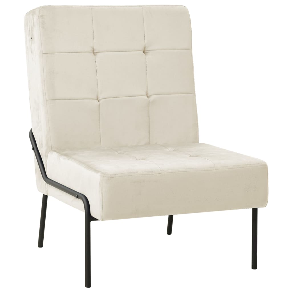Chaise de relaxation 65x79x87 cm Blanc crème Velours - XIOS