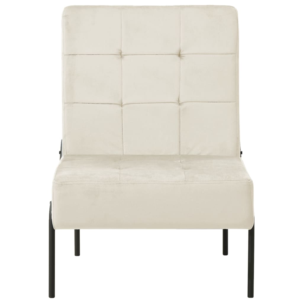 Chaise de relaxation 65x79x87 cm Blanc crème Velours - XIOS