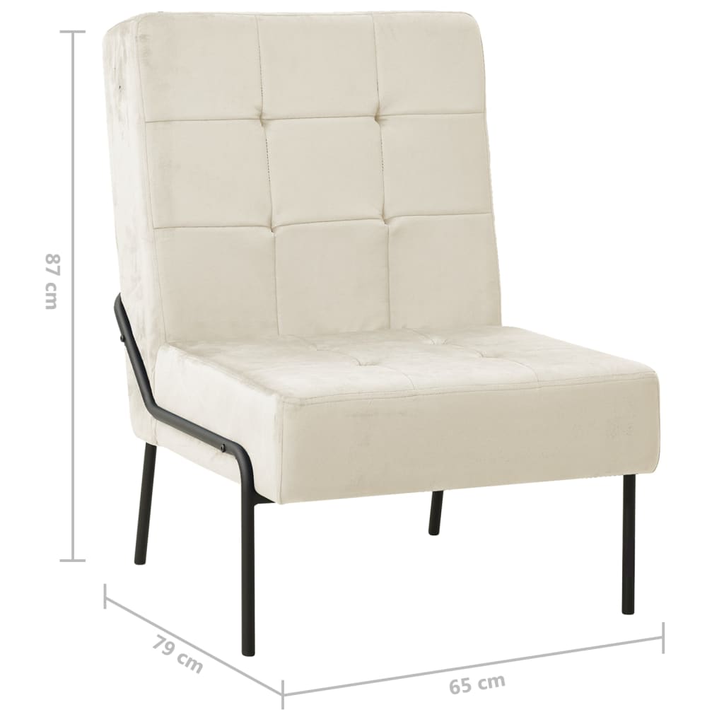 Chaise de relaxation 65x79x87 cm Blanc crème Velours - XIOS