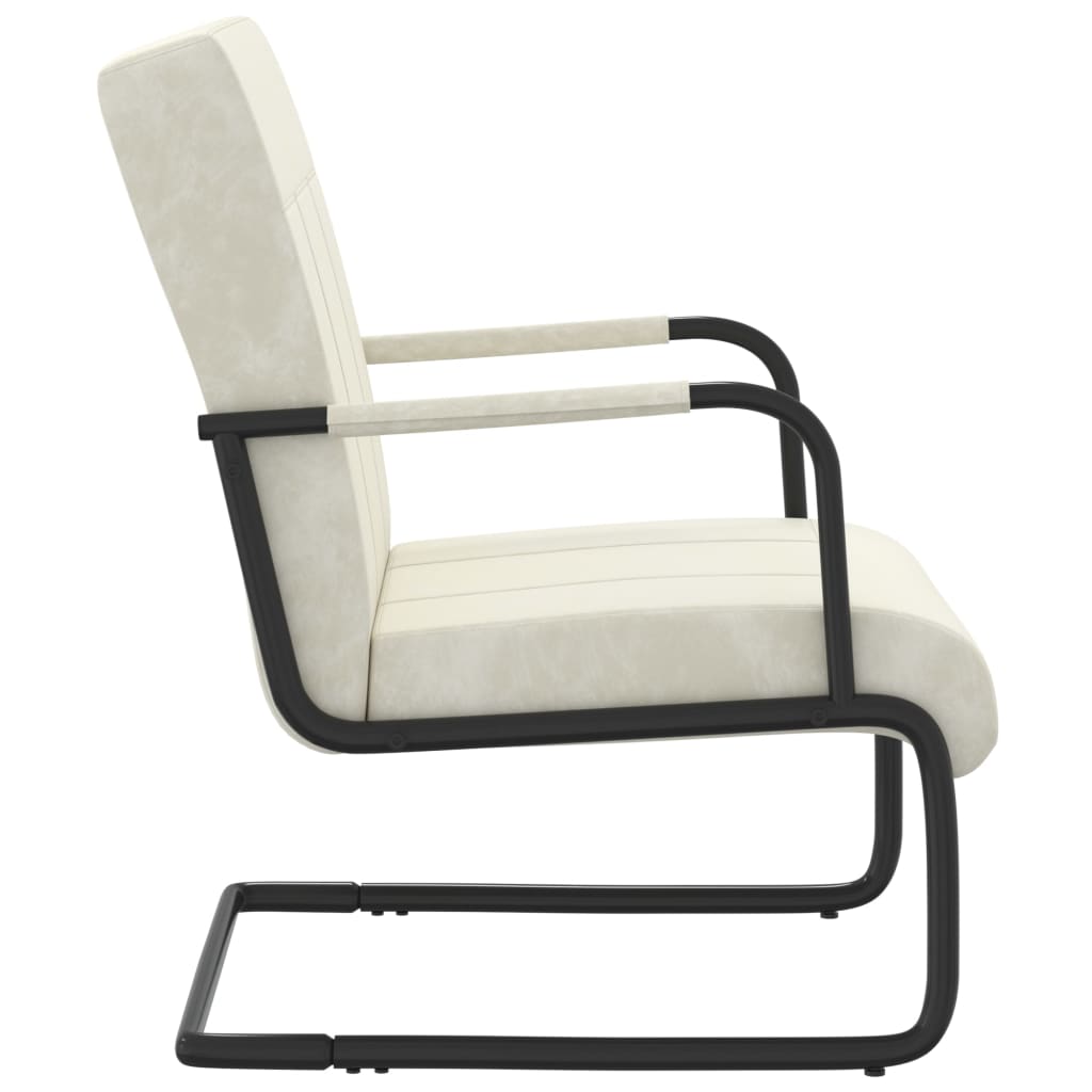 Chaise cantilever Blanc crème Velours - XIOS
