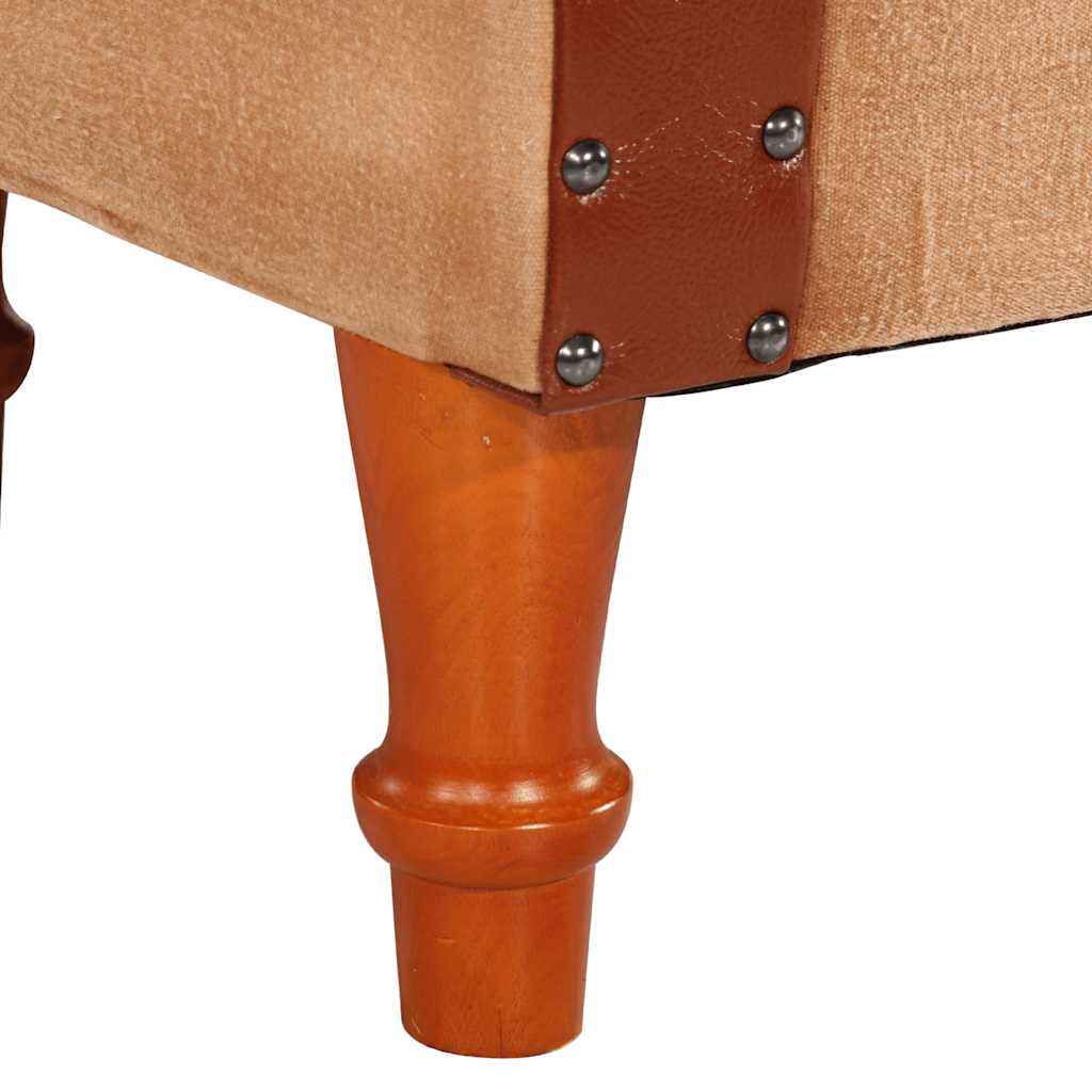 Chaise cabriolet marron cuir véritable bois de manguier massif - XIOS