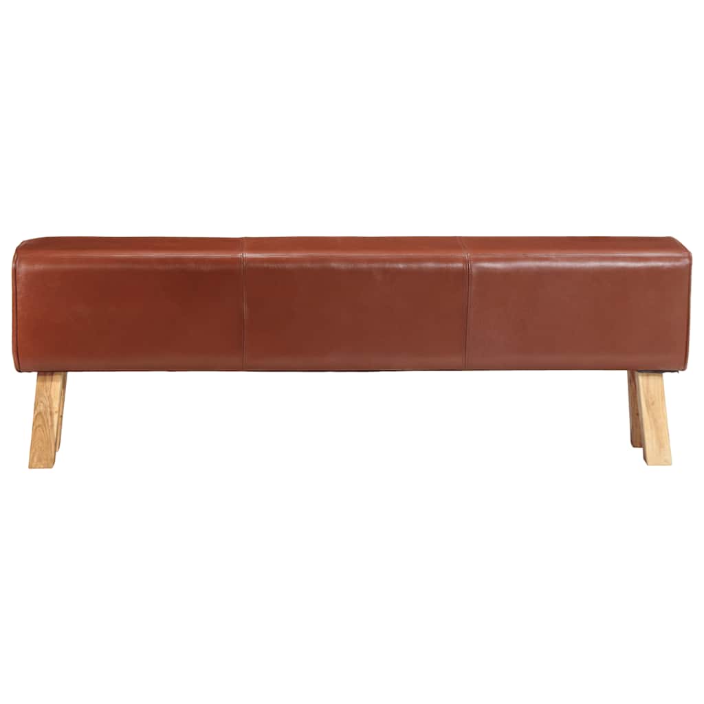 Banc saut de cheval 160 cm Marron Cuir véritable et bois acacia - XIOS