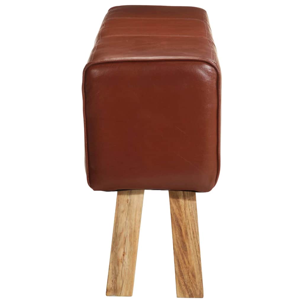 Banc saut de cheval 160 cm Marron Cuir véritable et bois acacia - XIOS