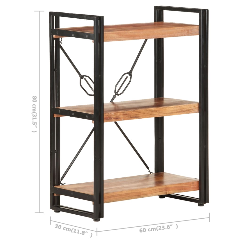 Bibliothèque à 3 niveaux 60x30x80 cm Bois d'acacia massif - XIOS