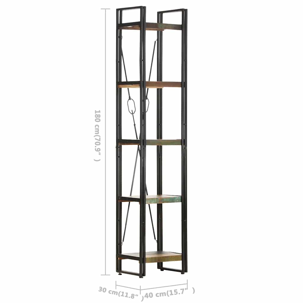 Bibliothèque 5 niveaux 40x30x180 cm Bois de récupération massif - XIOS
