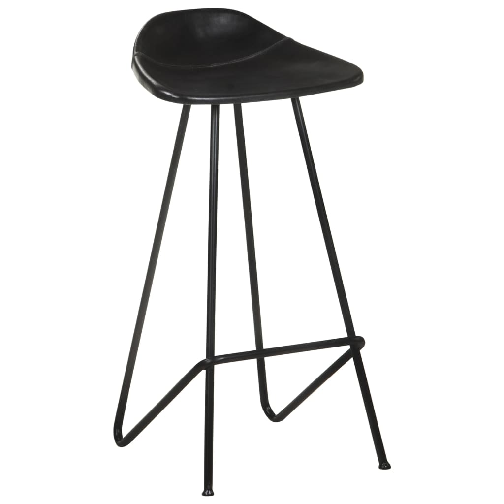 Tabourets de bar lot de 4 noir cuir véritable - XIOS
