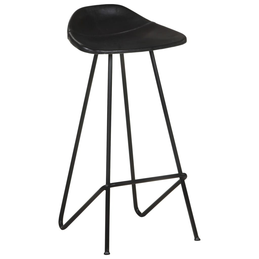 Tabourets de bar lot de 4 noir cuir véritable - XIOS