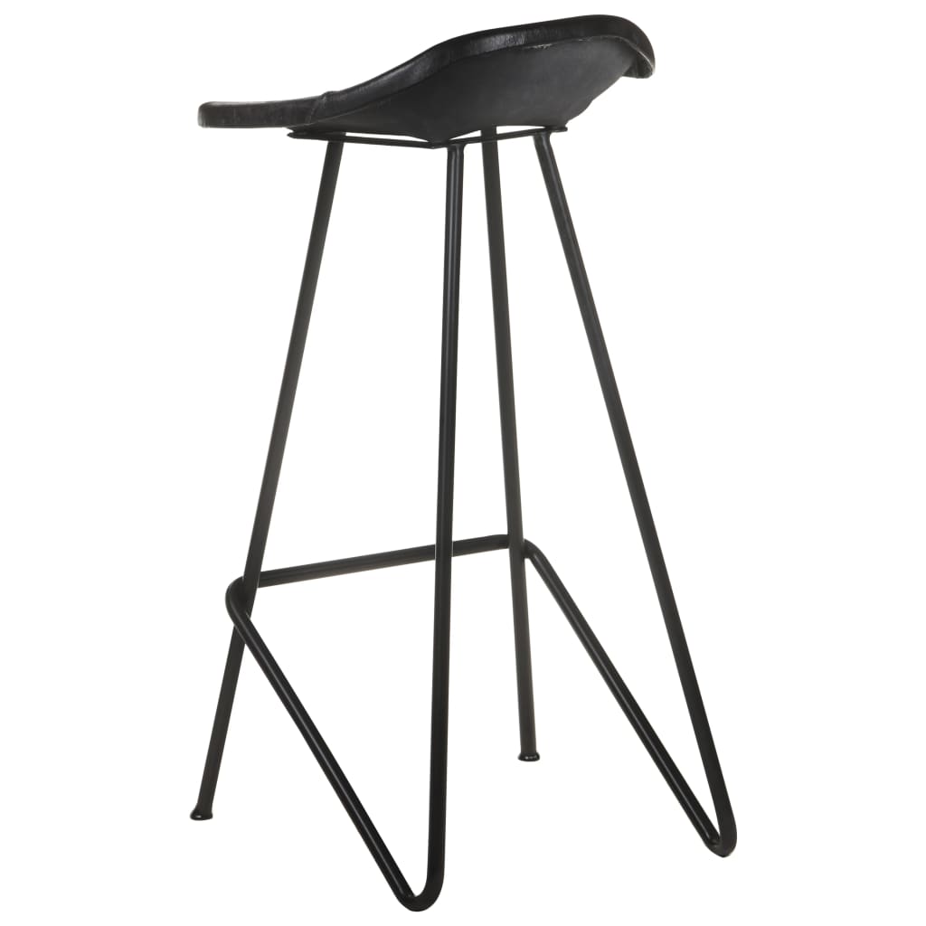 Tabourets de bar lot de 4 noir cuir véritable - XIOS