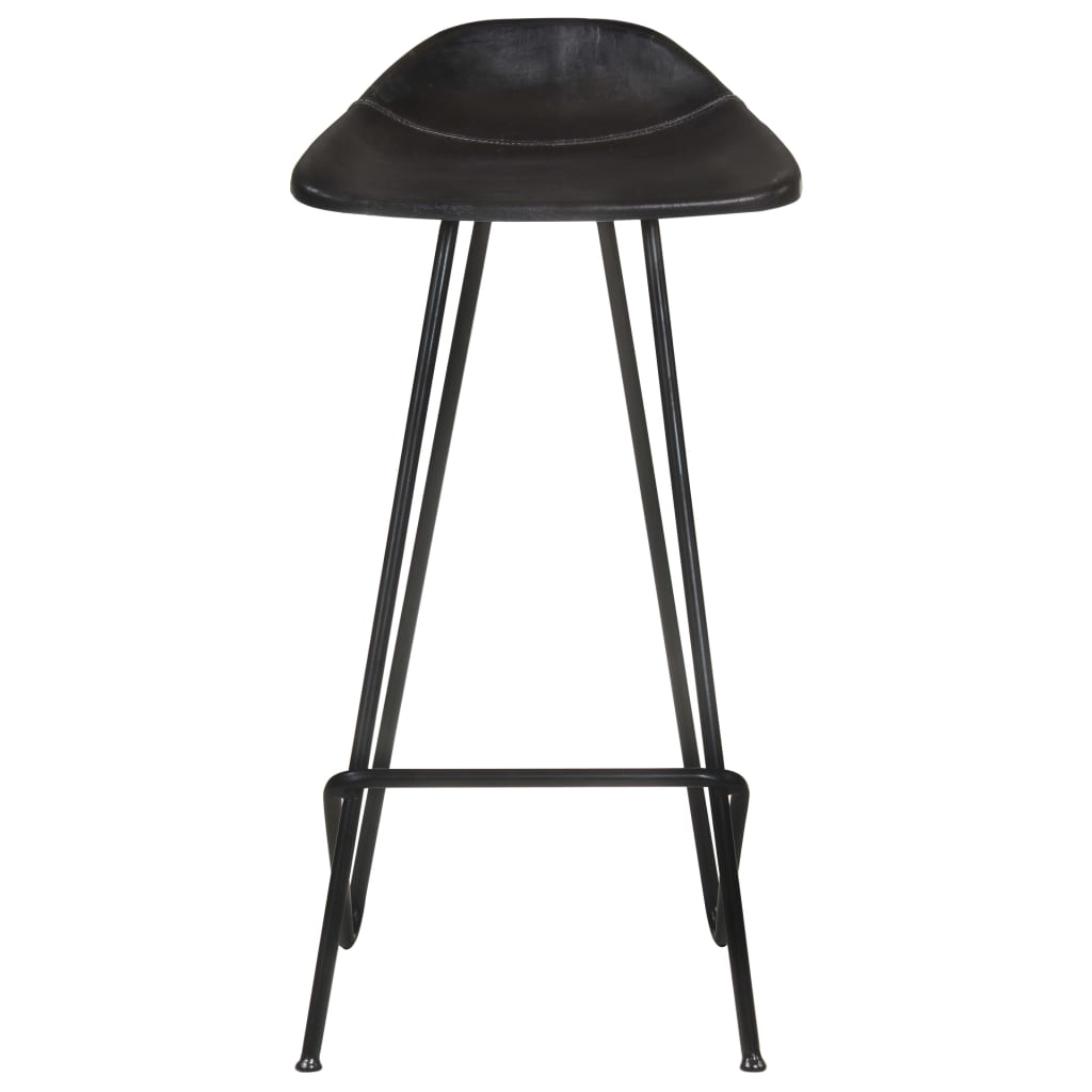 Tabourets de bar lot de 4 noir cuir véritable - XIOS