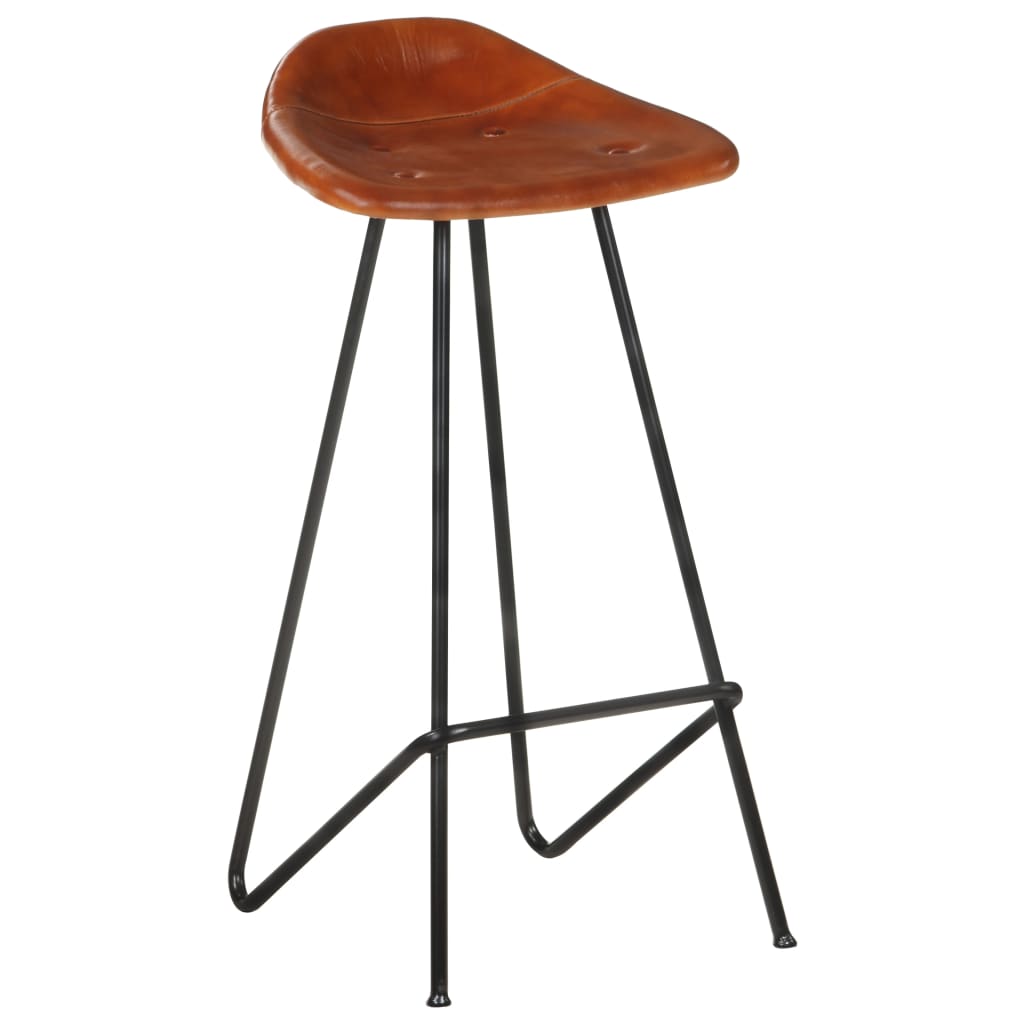 Tabourets de bar lot de 2 marron cuir véritable - XIOS