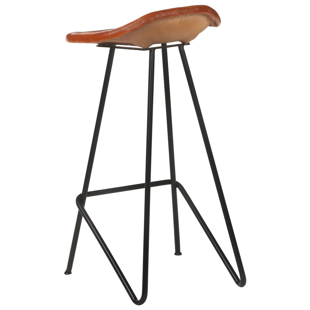 Tabourets de bar lot de 2 marron cuir véritable - XIOS