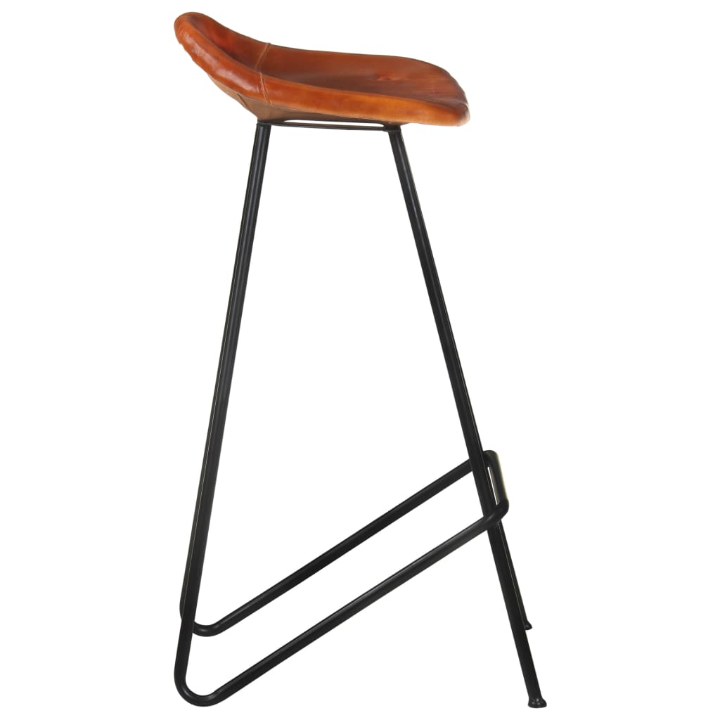 Tabourets de bar lot de 2 marron cuir véritable - XIOS