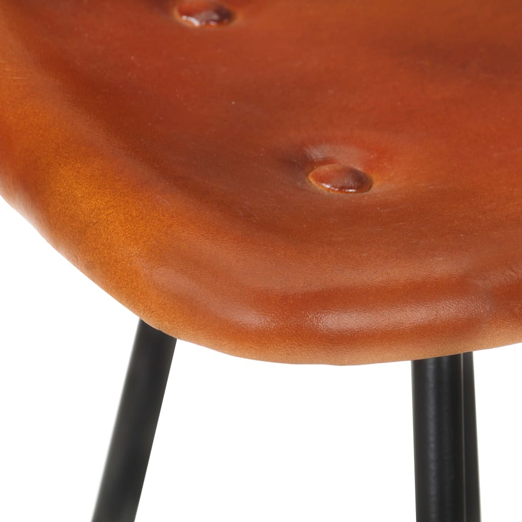 Tabourets de bar lot de 2 marron cuir véritable - XIOS