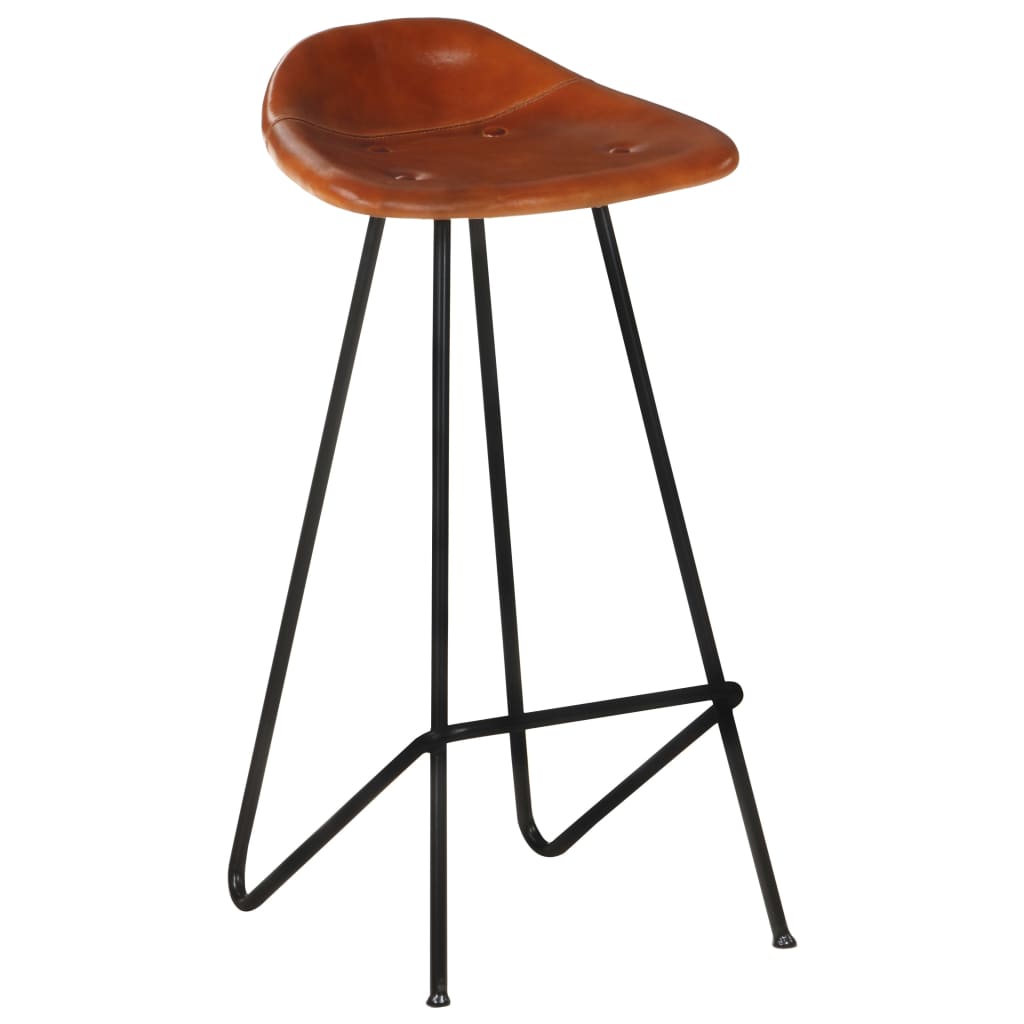 Tabourets de bar lot de 4 marron cuir véritable - XIOS