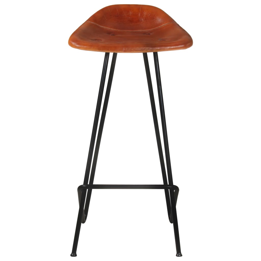 Tabourets de bar lot de 4 marron cuir véritable - XIOS