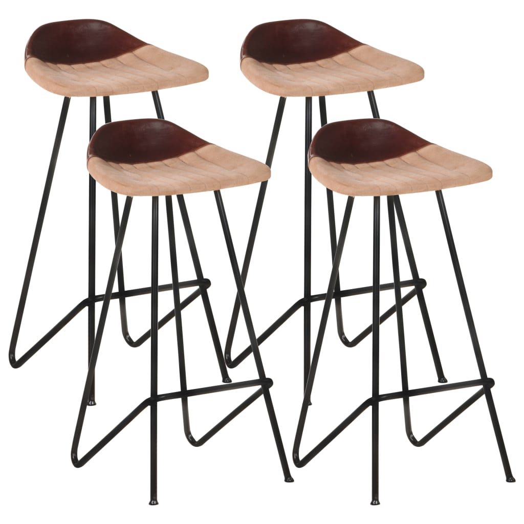 Tabourets de bar lot de 4 marron cuir véritable - XIOS