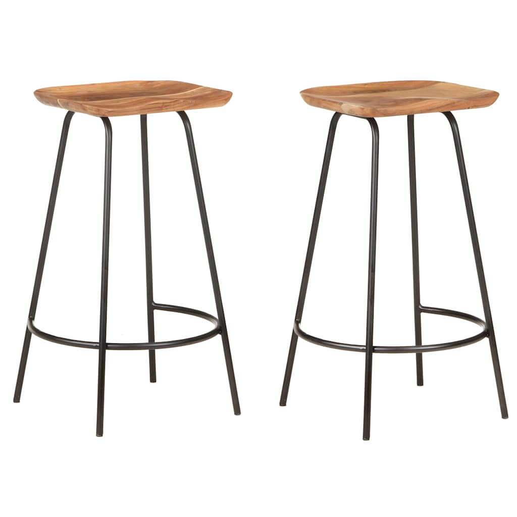 Tabourets de bar lot de 2 bois d'acacia solide - XIOS