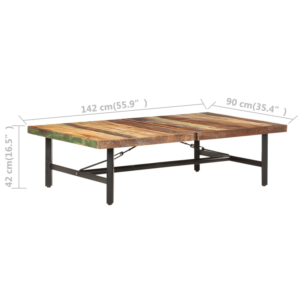 Table basse 142x90x42 cm Bois de récupération massif - XIOS