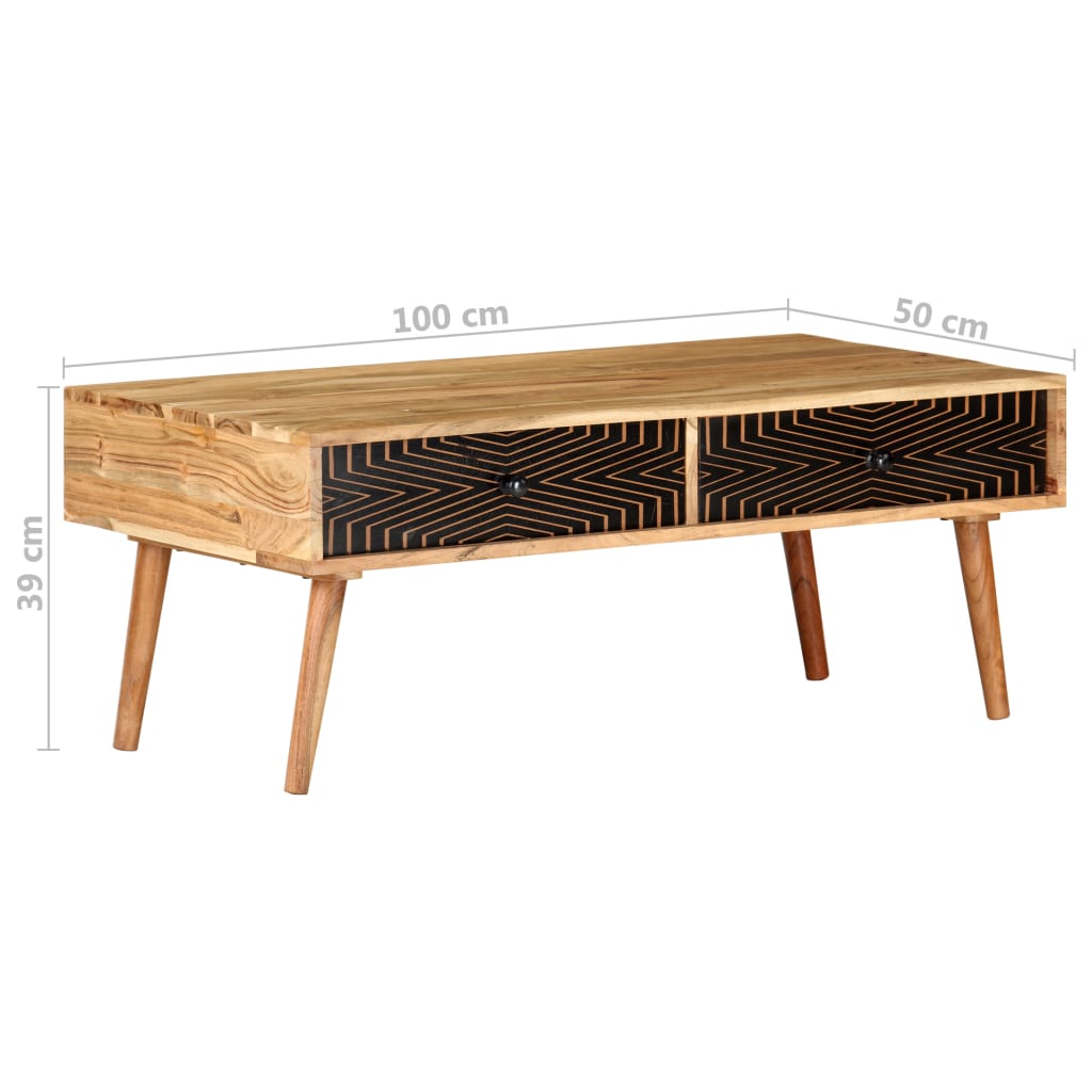 Table basse 100x50x39 cm Bois d'acacia solide - XIOS