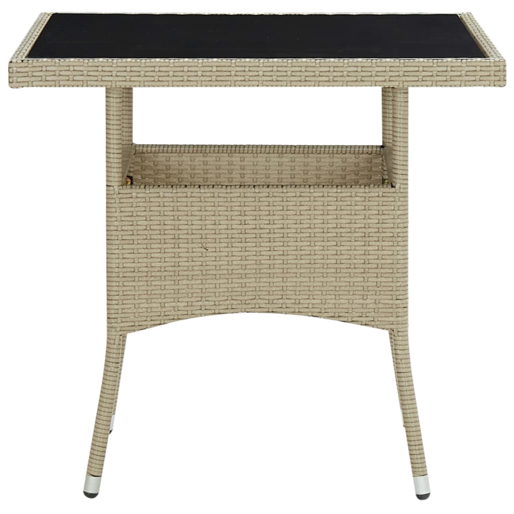Ensemble à manger de jardin 5 pcs Résine tressée et verre Beige