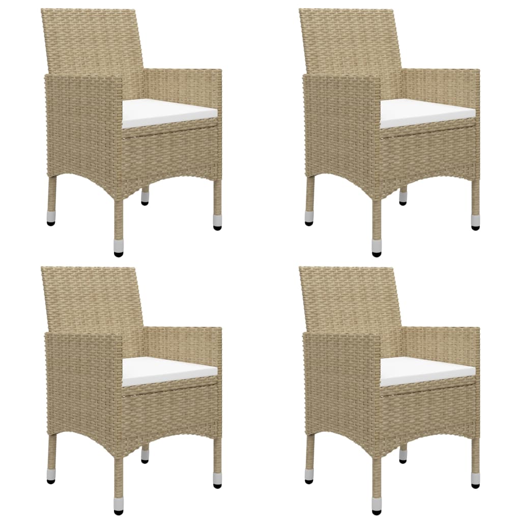 Ensemble à manger de jardin 5 pcs Résine tressée et verre Beige