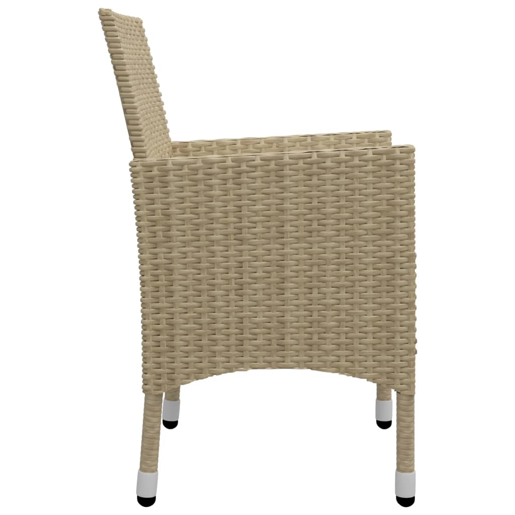 Ensemble à manger de jardin 5 pcs Résine tressée et verre Beige
