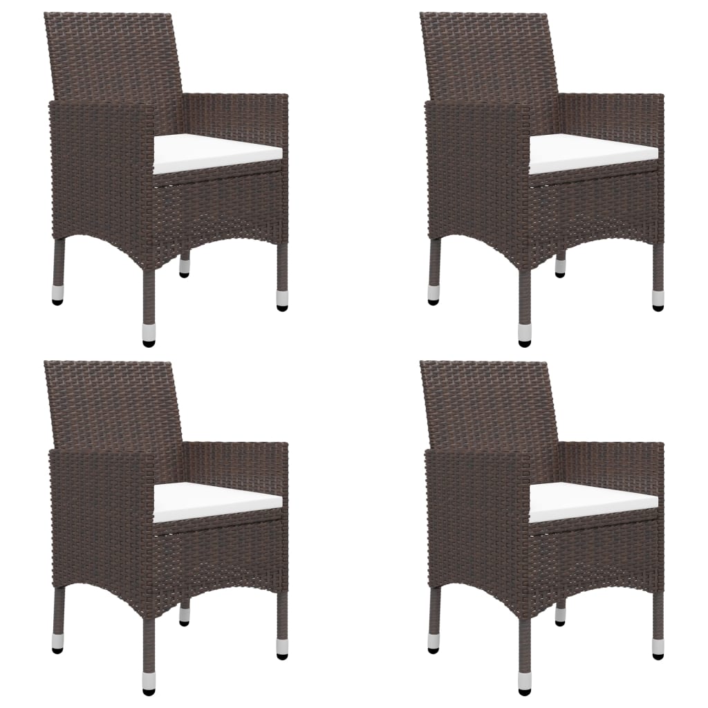 Ensemble à manger de jardin 5pcs Marron Résine tressée et verre