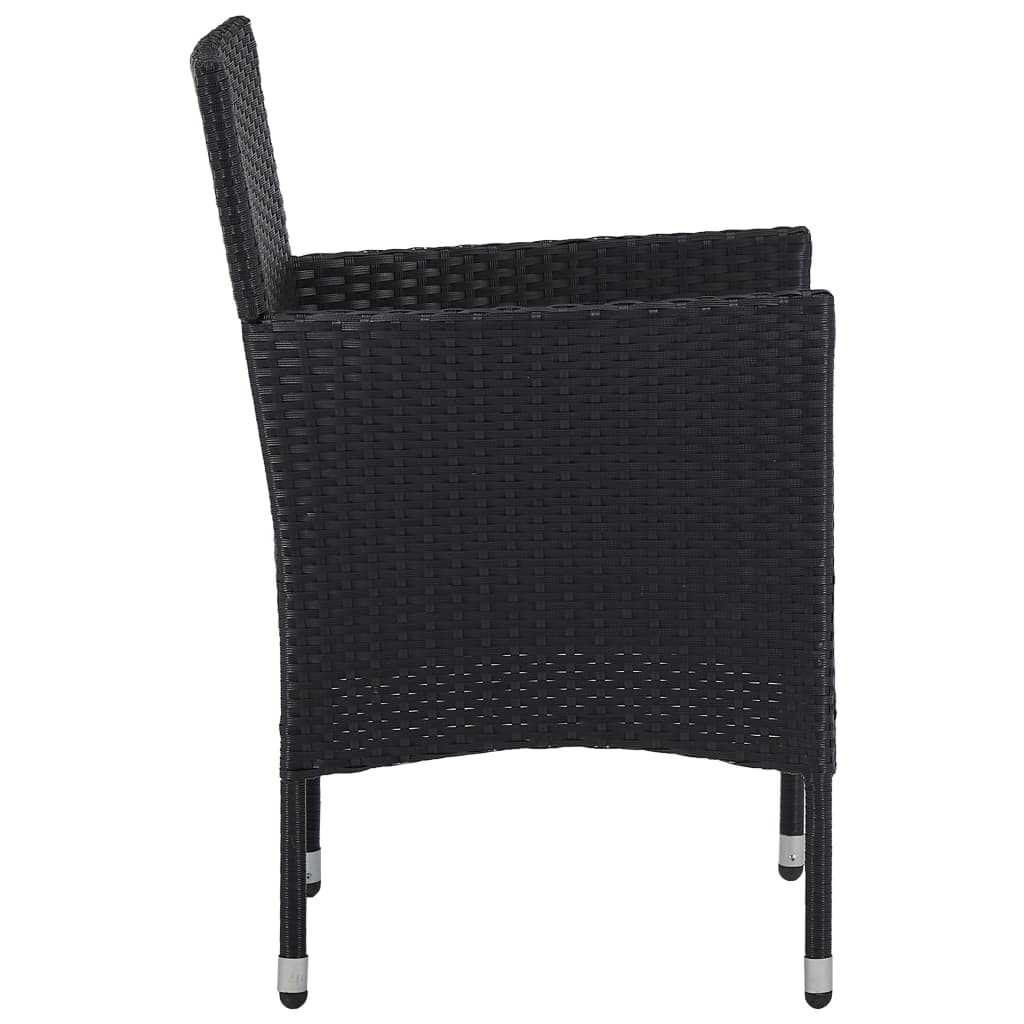 Ensemble à manger de jardin 5 pcs Noir Résine tressée et acacia