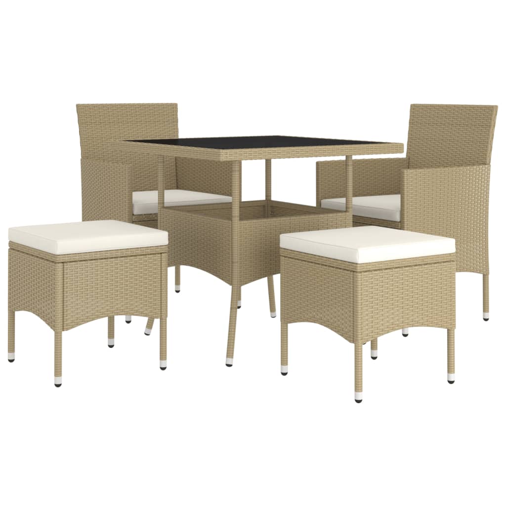 Ensemble à manger de jardin 5 pcs Résine tressée Beige