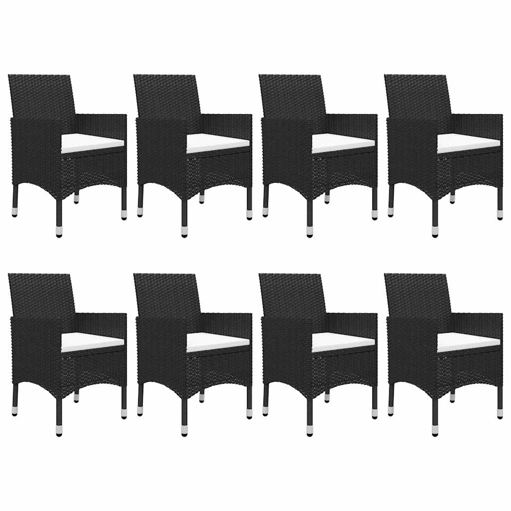 Ensemble à Manger de jardin 9 pcs Résine tressée et verre Noir