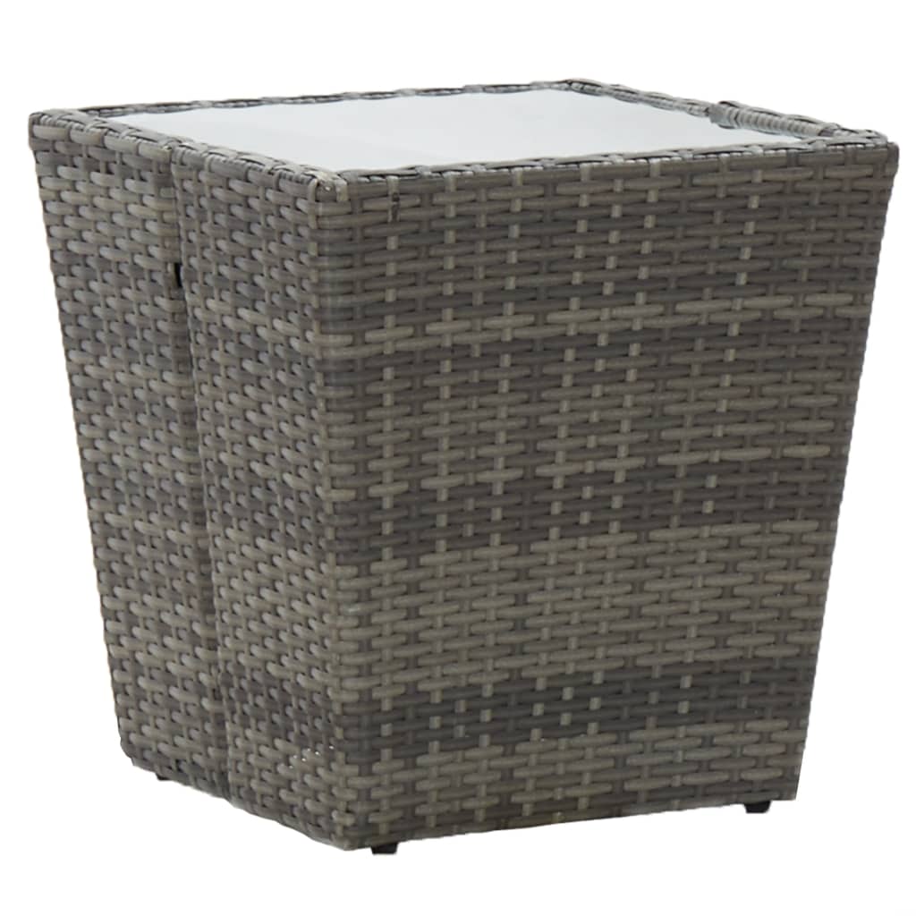Ensemble de bistro 3 pcs Résine tressée et verre trempé Gris