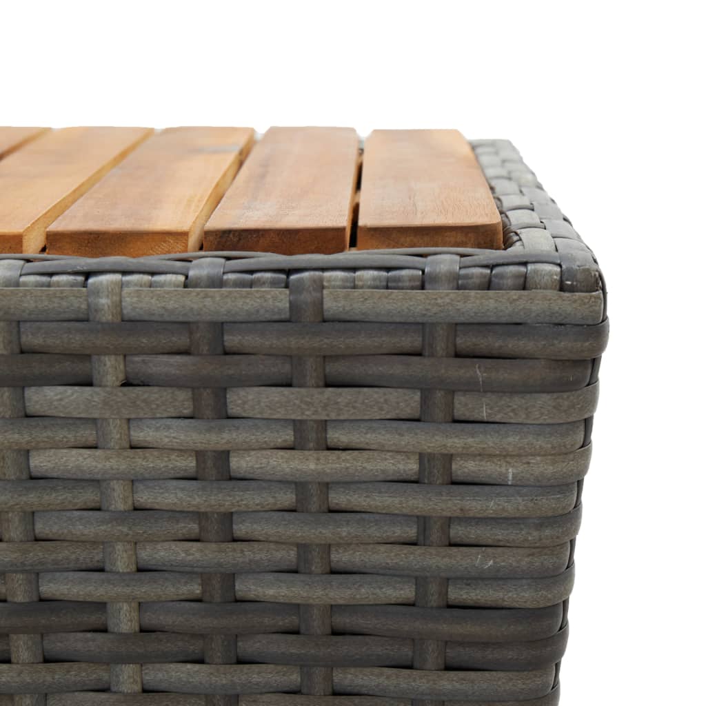 Ensemble de bistro 3 pcs Résine tressée et bois d'acacia Gris