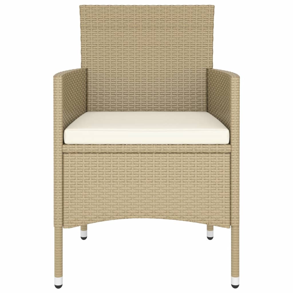 Ensemble de bistro 5 pcs Résine tressée et verre trempé Beige