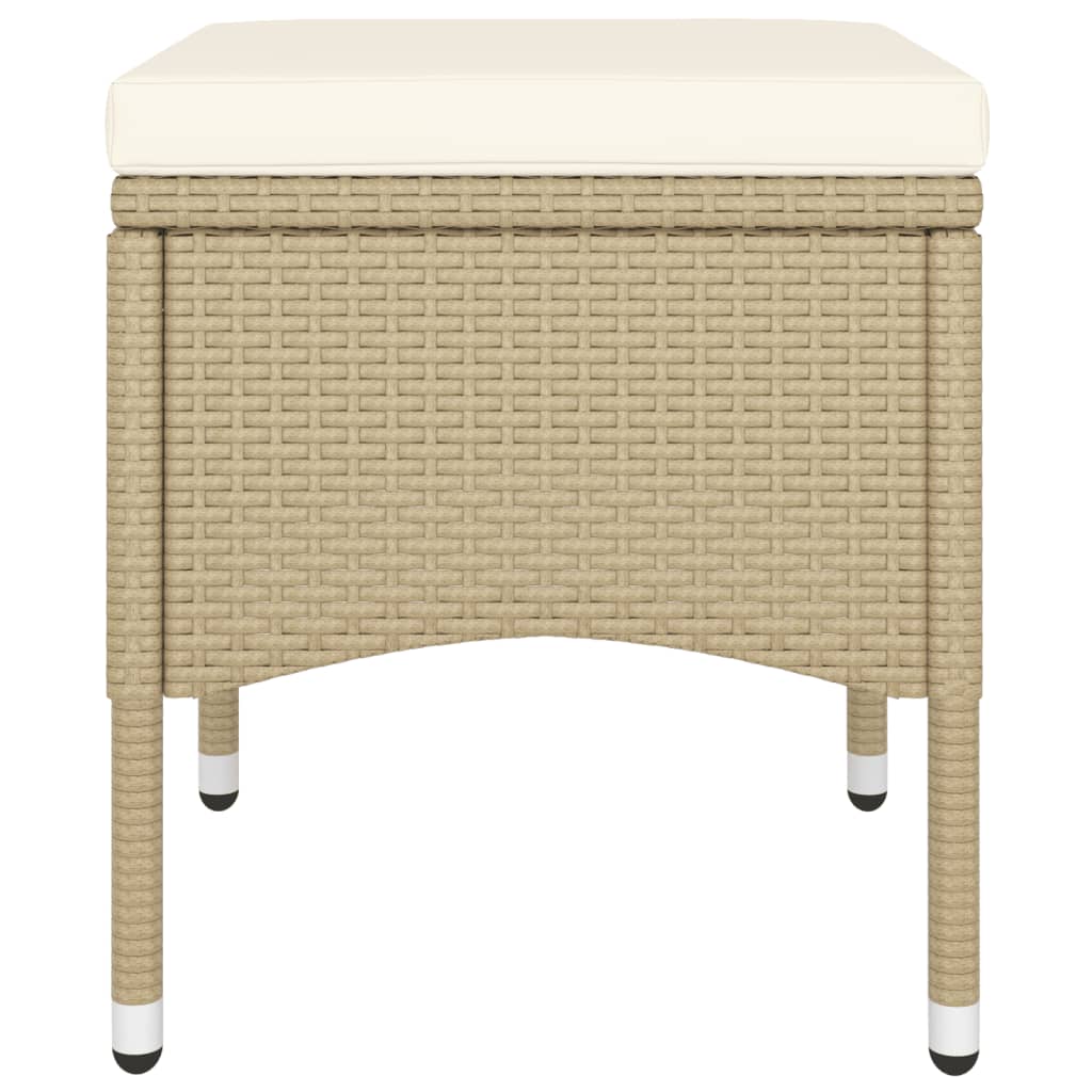 Ensemble de bistro 5 pcs Résine tressée et verre trempé Beige