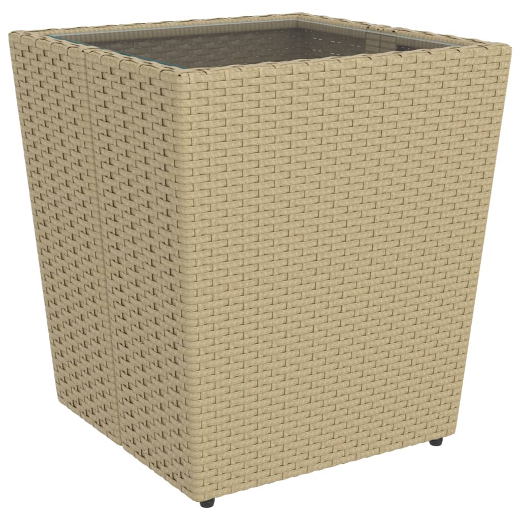 Ensemble de bistro 5 pcs Résine tressée et verre trempé Beige