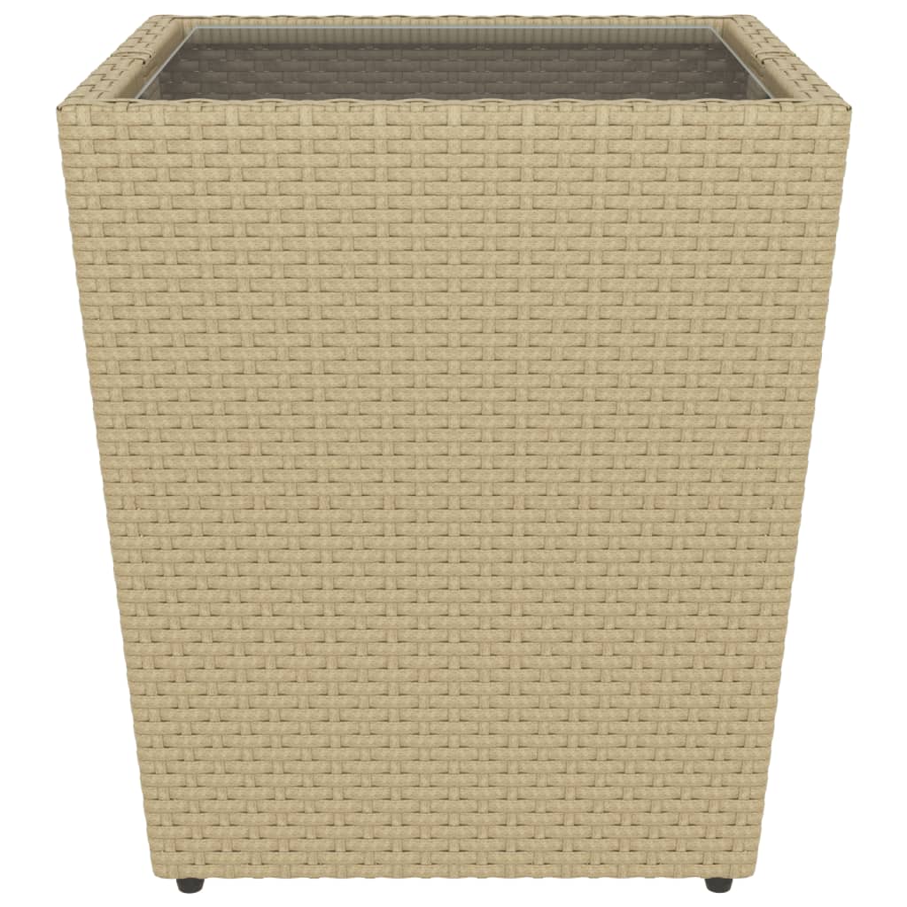 Ensemble de bistro 5 pcs Résine tressée et verre trempé Beige