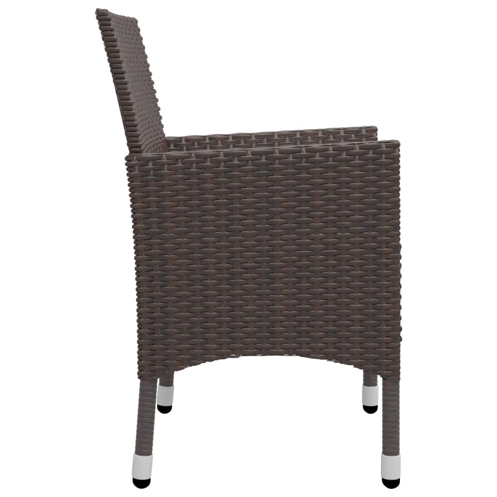 Ensemble de bistro de jardin 3 pcs poly rotin et verre trempé