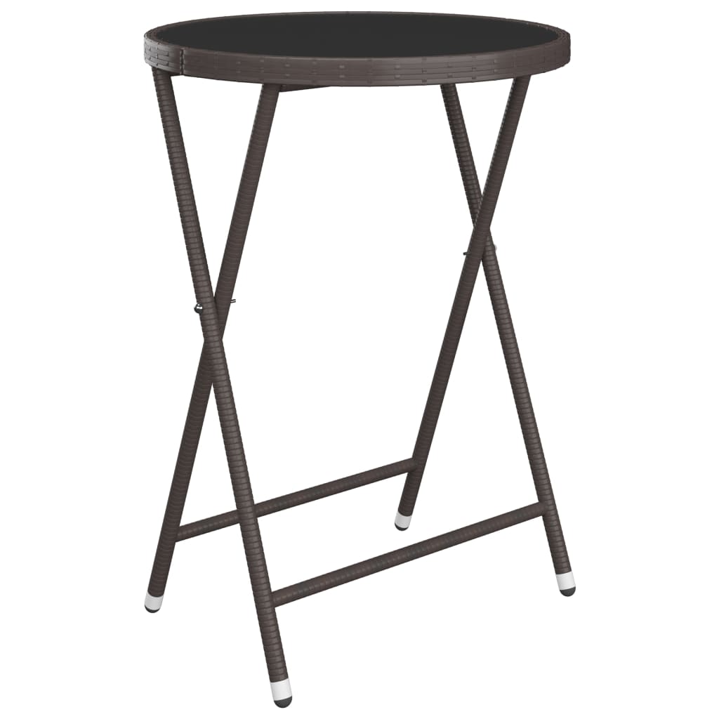 Ensemble de bistro de jardin 3 pcs poly rotin et verre trempé