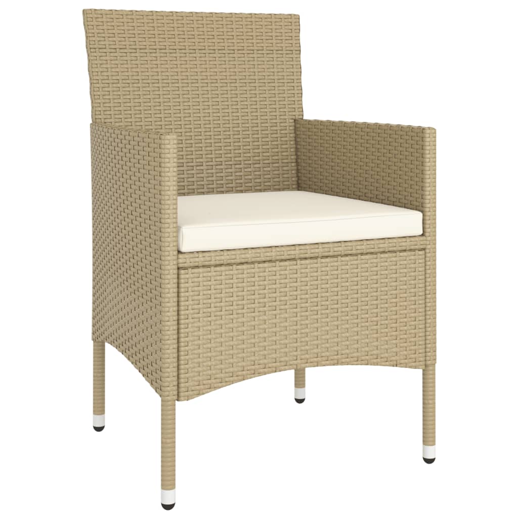 Ensemble de bistro 5 pcs Résine tressée et verre trempé Beige