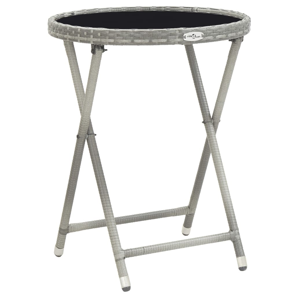 Ensemble de bistro jardin 5pcs Résine tressée verre trempé Gris