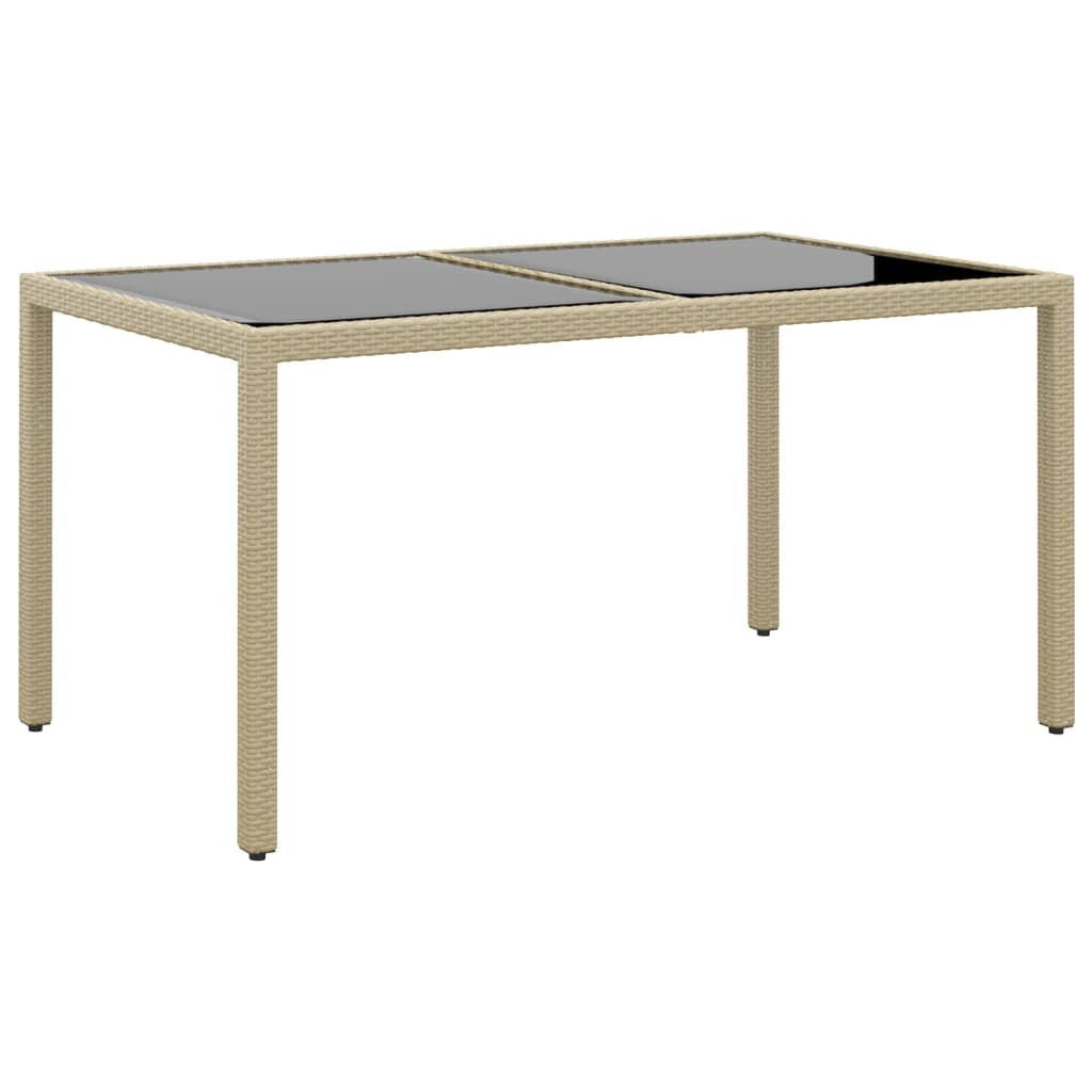 Ensemble à manger de jardin 5 pcs Rotin verre trempé Beige