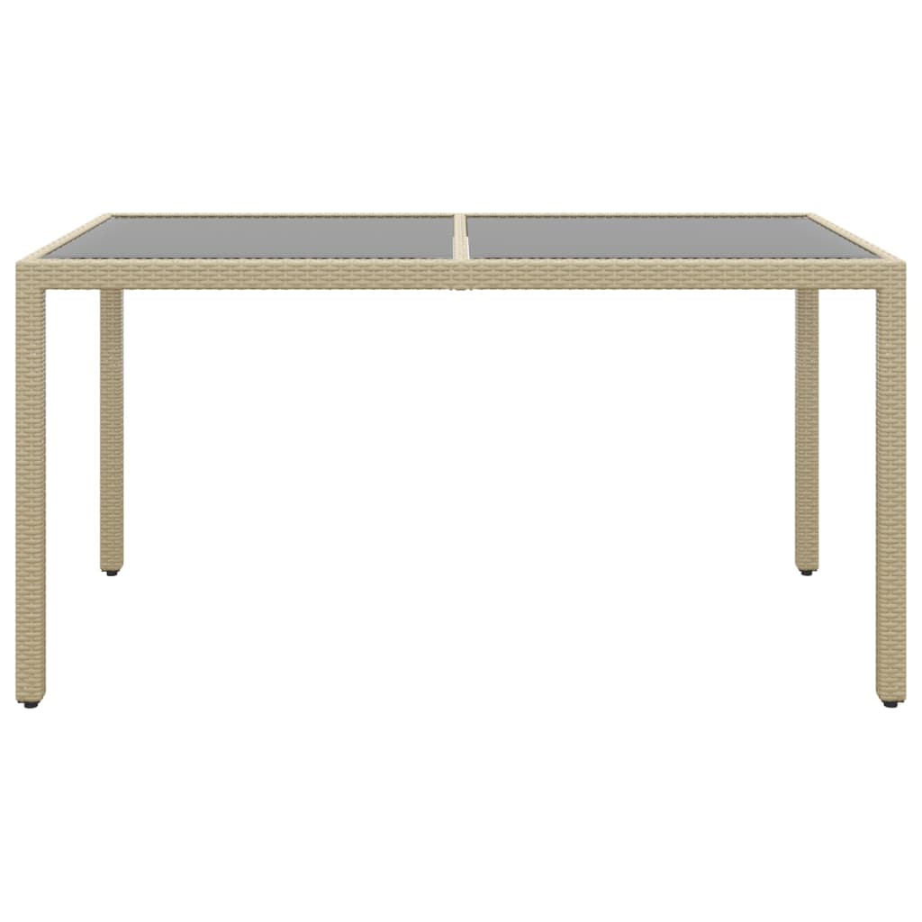 Ensemble à manger de jardin 5 pcs Rotin verre trempé Beige