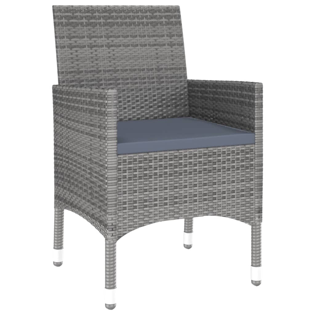Ensemble à manger de jardin 3 pcs Résine tressée Gris