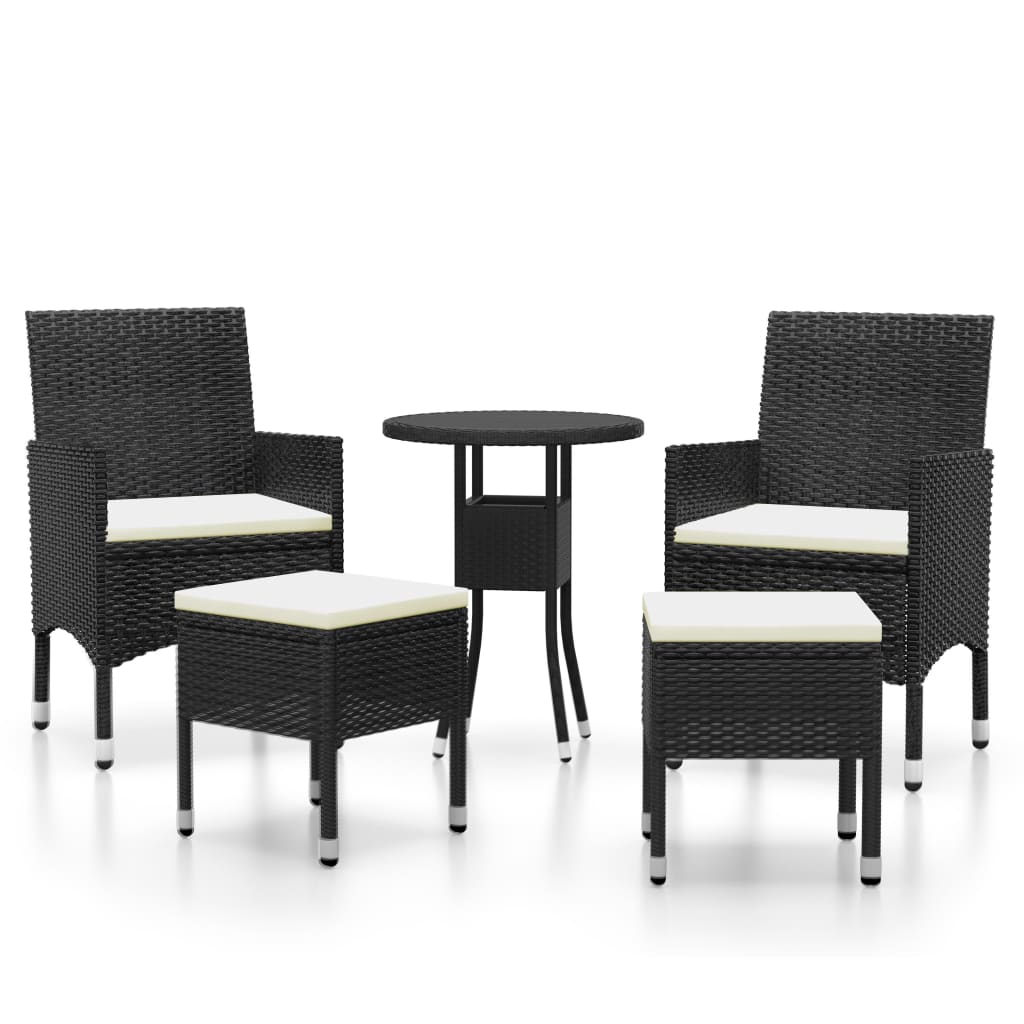 Salon de jardin 5 pcs Résine tressée Noir