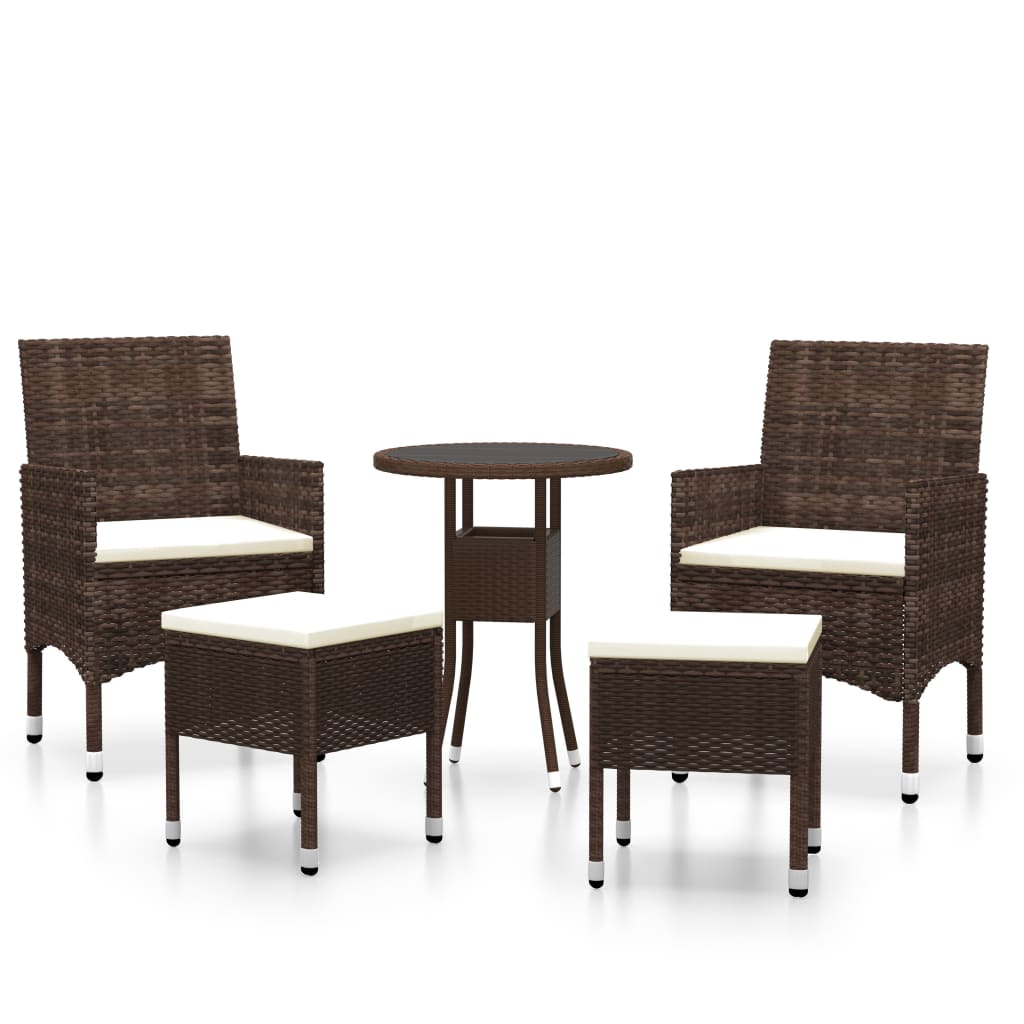 Salon de jardin 5 pcs Résine tressée Marron