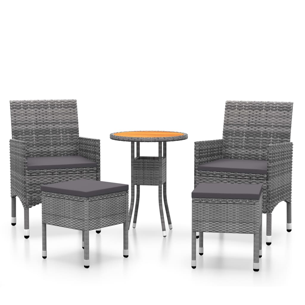 Salon de jardin 5 pcs Résine tressée Gris