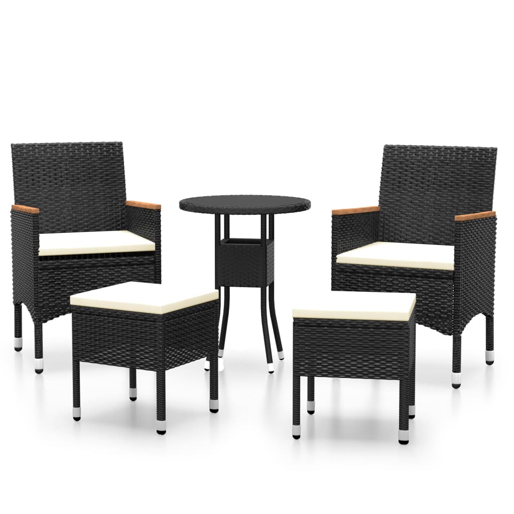 Salon de jardin 5 pcs Résine tressée Noir