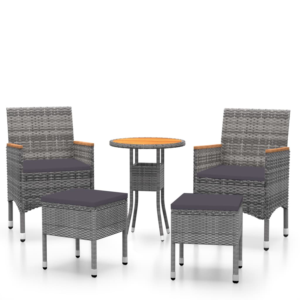 Salon de jardin 5 pcs Résine tressée Gris